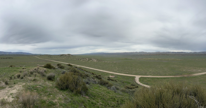 Looking North and East from the butte with the water tank. Soda Lake Road, December 30, 2025
