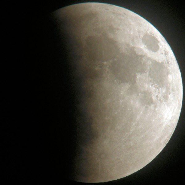 Digiscoped eclipse in early umbral phase. 9:29:17 p.m. EDT.
