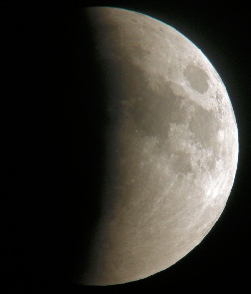 Lunar eclipse, September 27, 2015, digiscoped, umbral phase. 9:36:34 p.m. EDT.